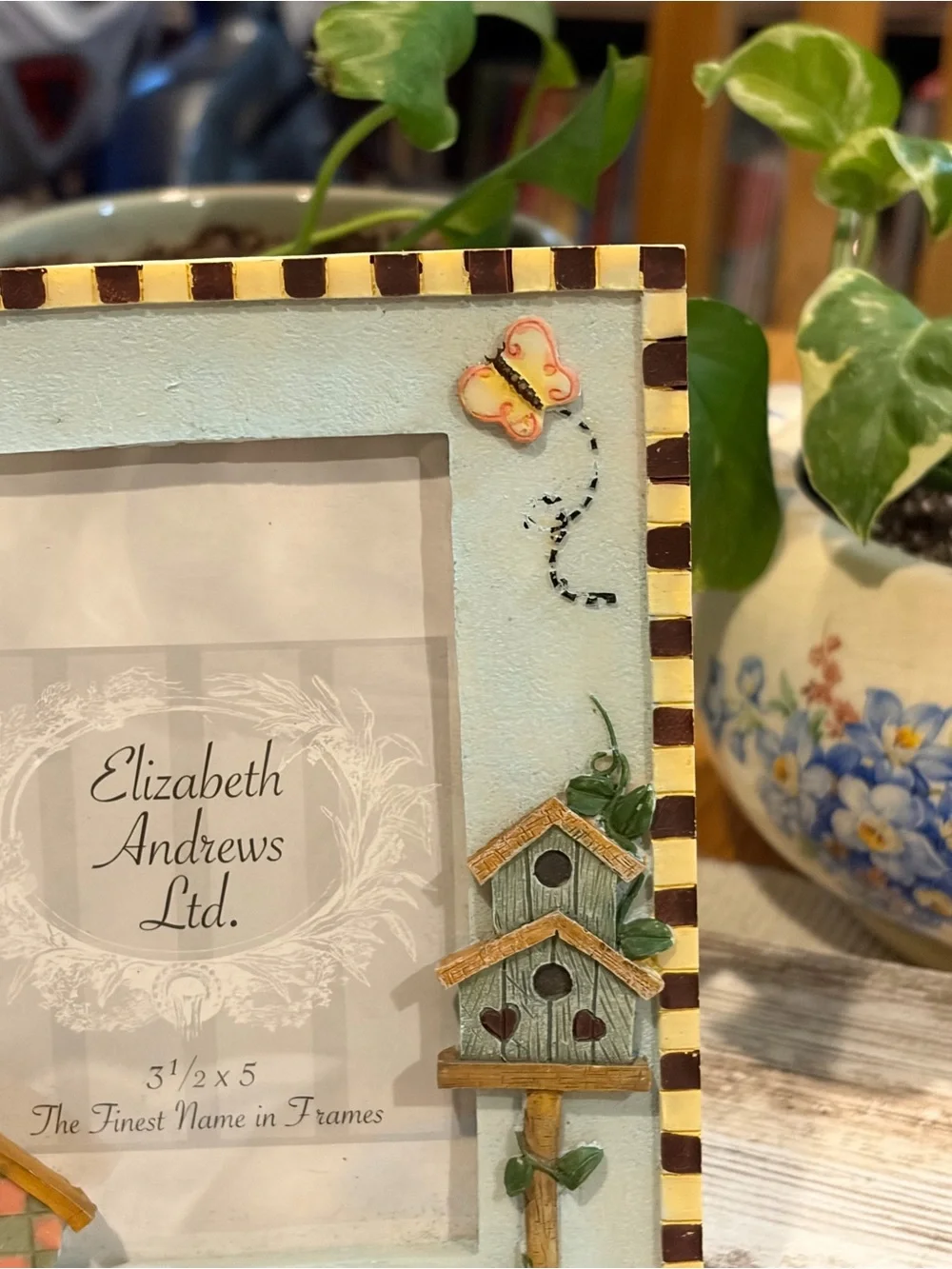 Whimsical Cottagecore “Home Sweet Home” Blue 3D Resin Birdhouse Picture Frame